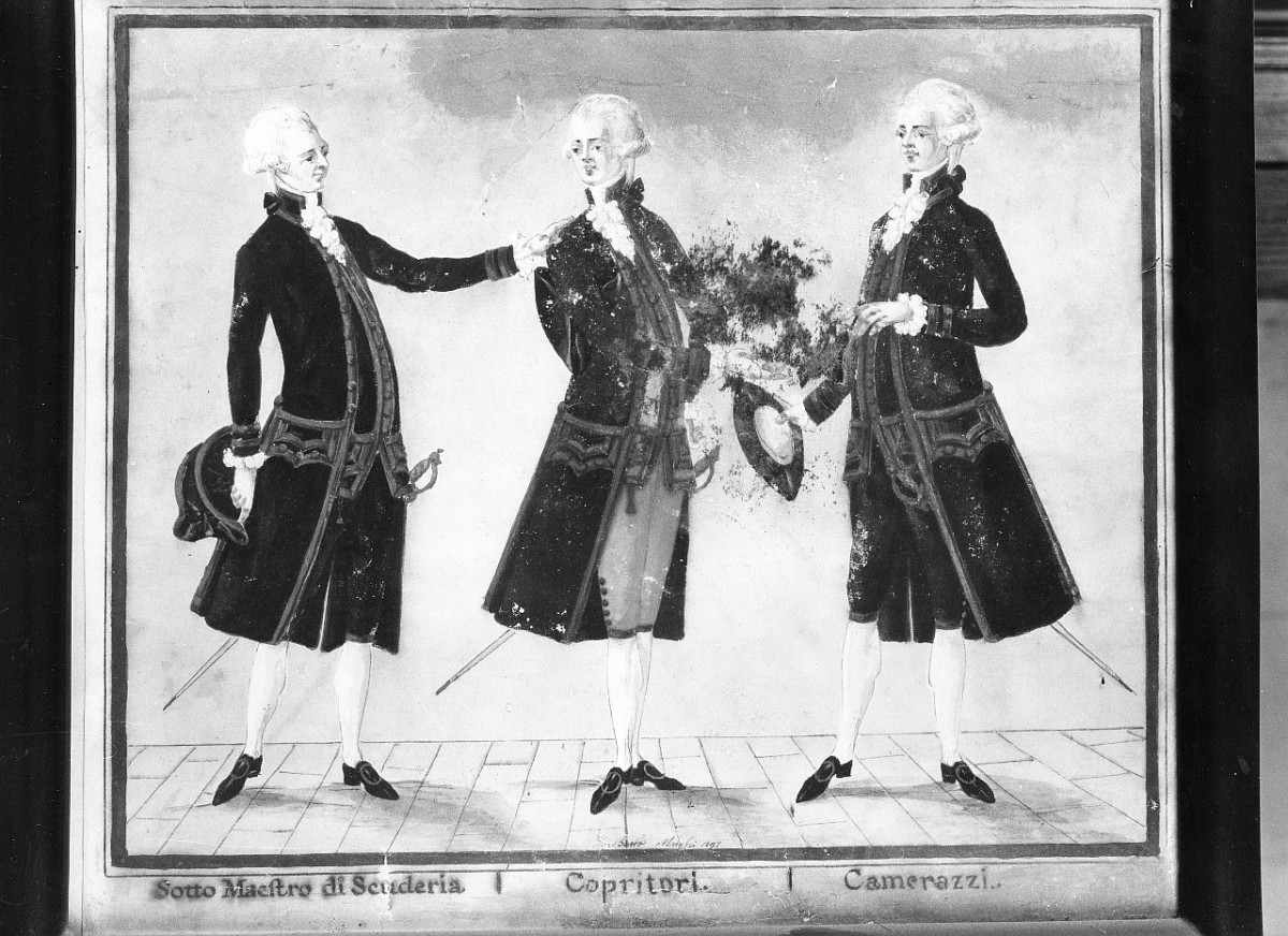 personaggi in livrea (disegno) di Minghi Giovan Battista (fine sec. XVIII)