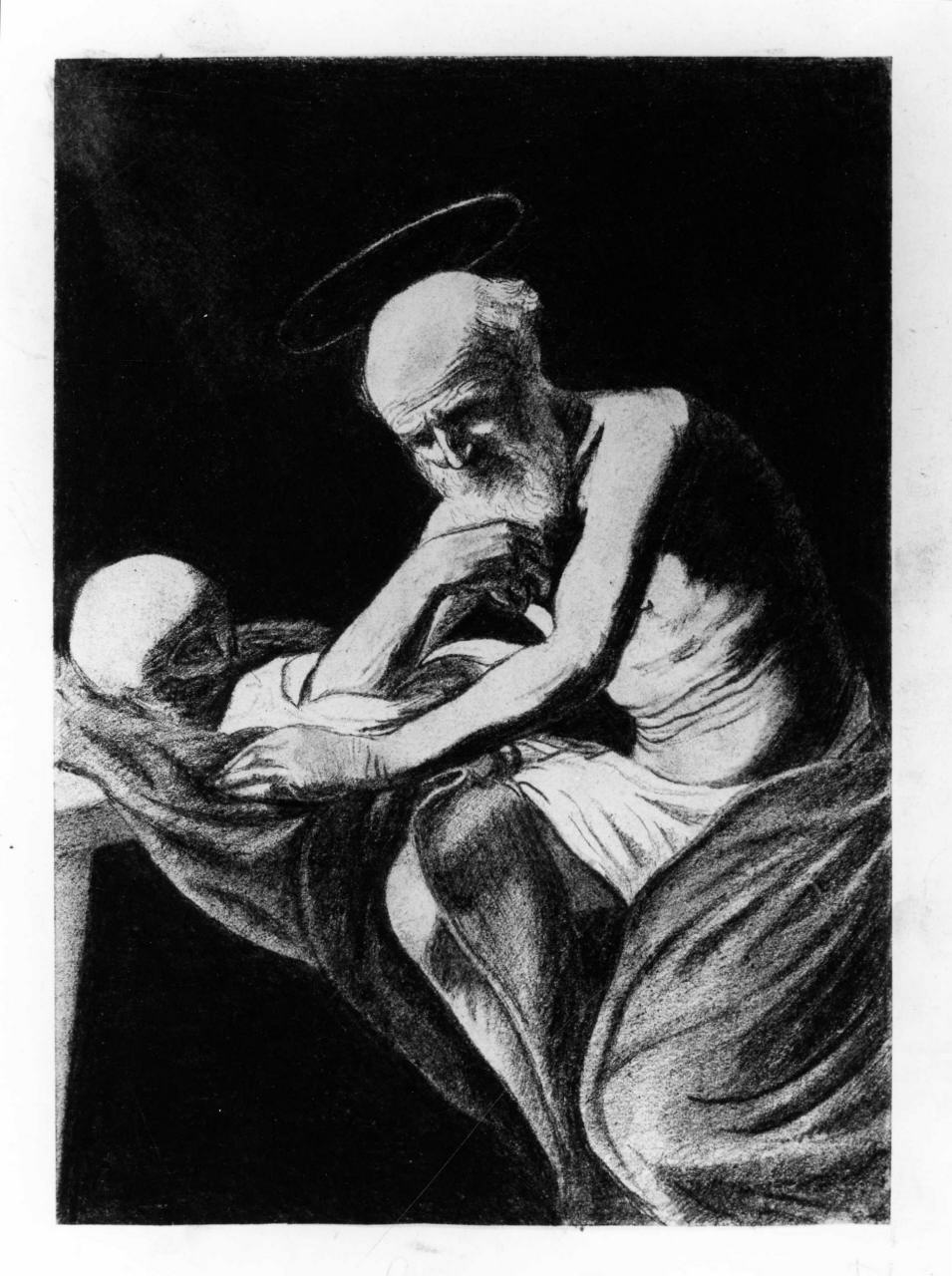 San Girolamo in meditazione (disegno) di Longhi Roberto (sec. XX)