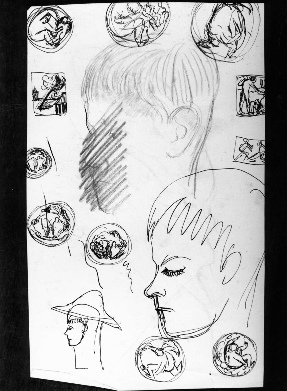 testa di bambino; figure maschili (disegno) di Longhi Roberto (sec. XX)