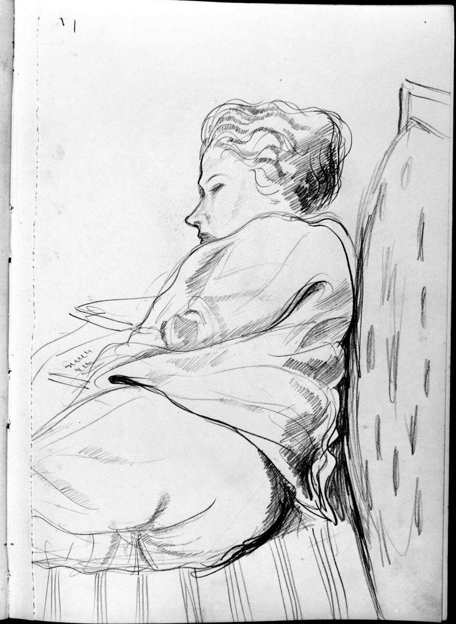 ritratto di Anna Banti (disegno) di Longhi Roberto (sec. XX)