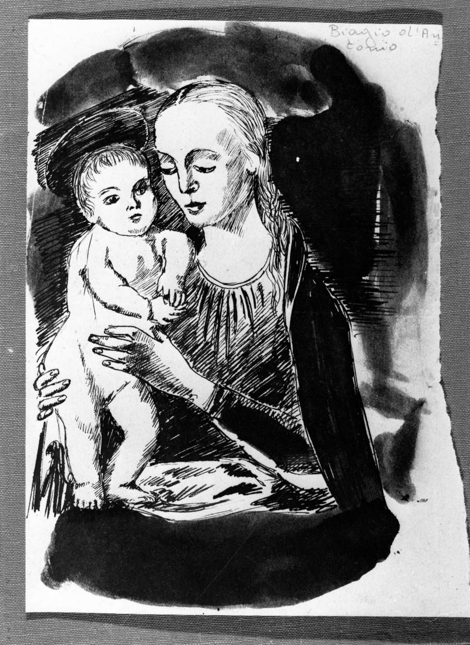 Madonna con Bambino (disegno) di Longhi Roberto (sec. XX)