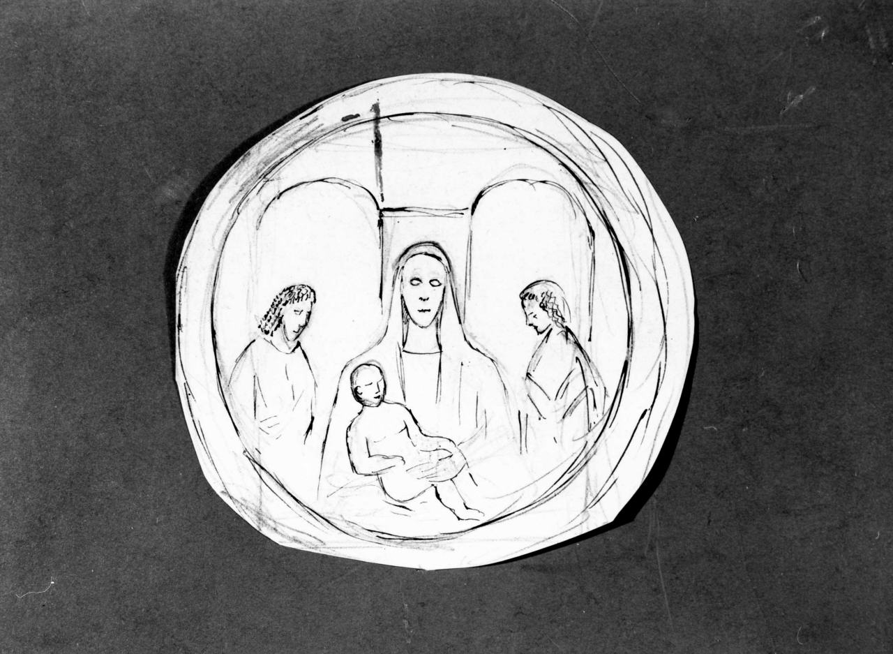 Madonna con Bambino e angeli (disegno) di Longhi Roberto (sec. XX)