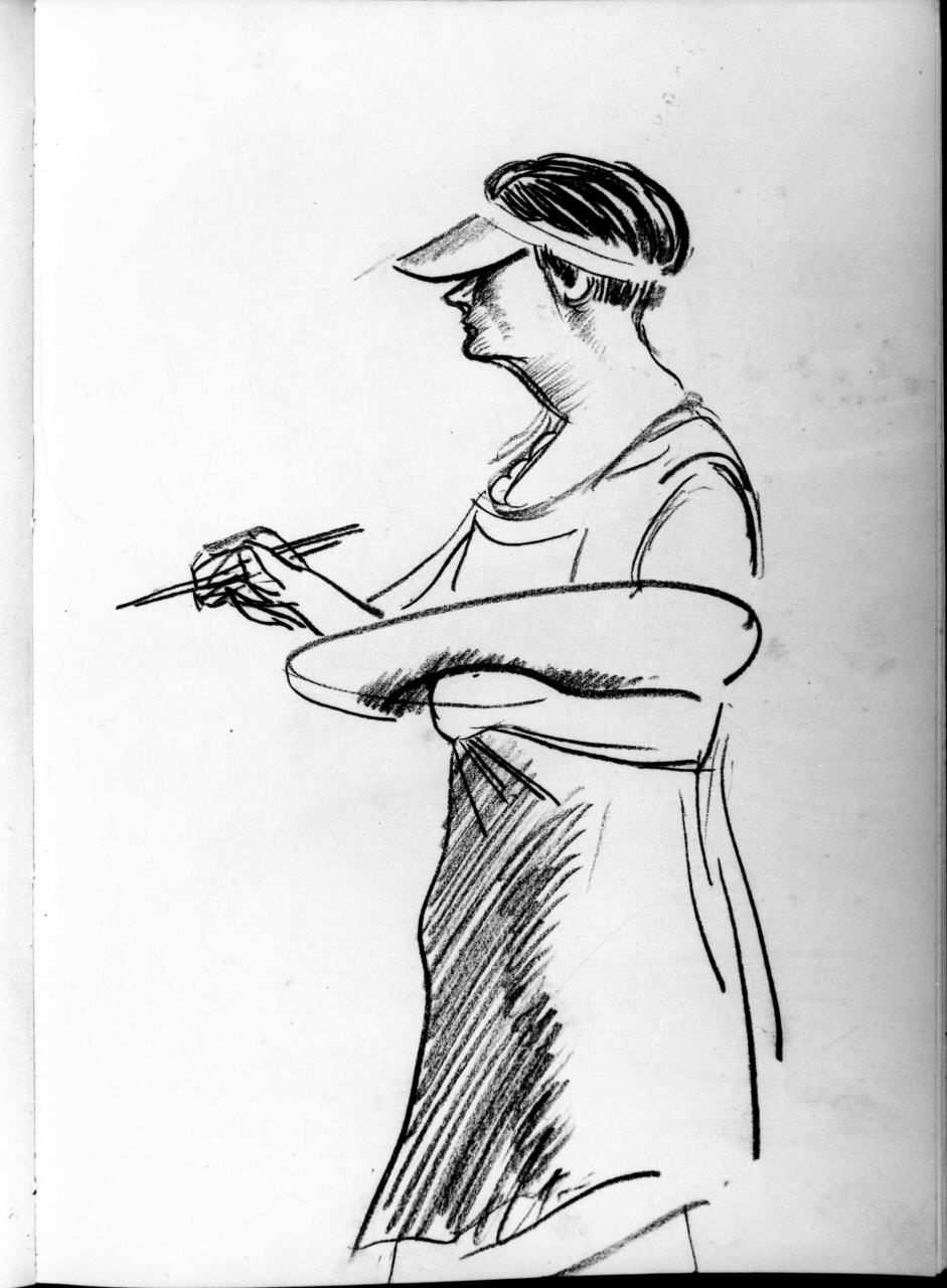 ritratto di Leonetta Cecchi (disegno) di Longhi Roberto (sec. XX)