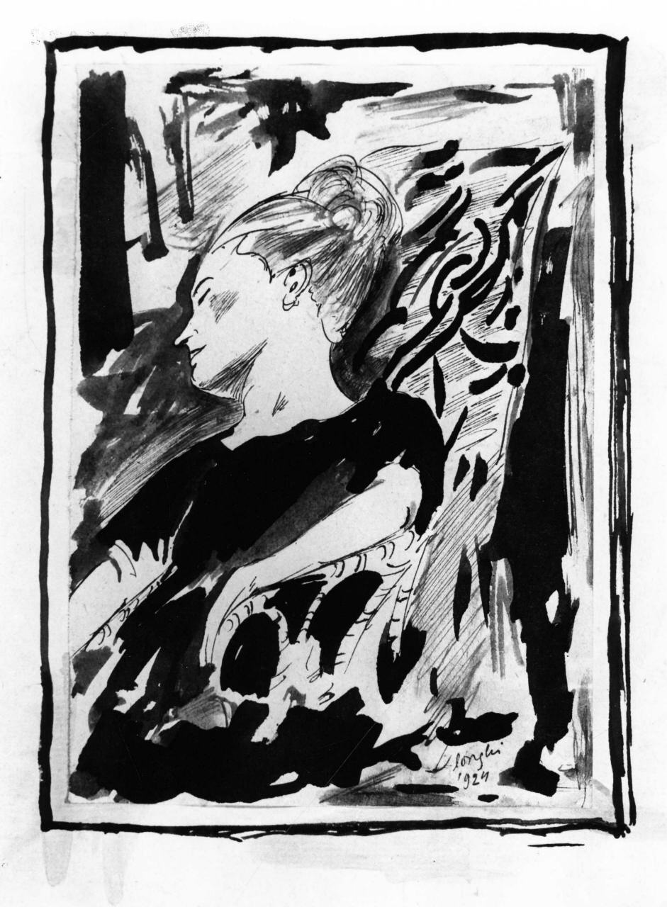 ritratto di Anna Banti (disegno) di Longhi Roberto (sec. XX)