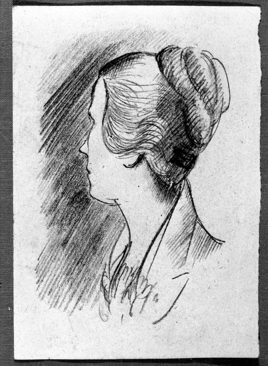 ritratto di Anna Banti (disegno) di Longhi Roberto (sec. XX)