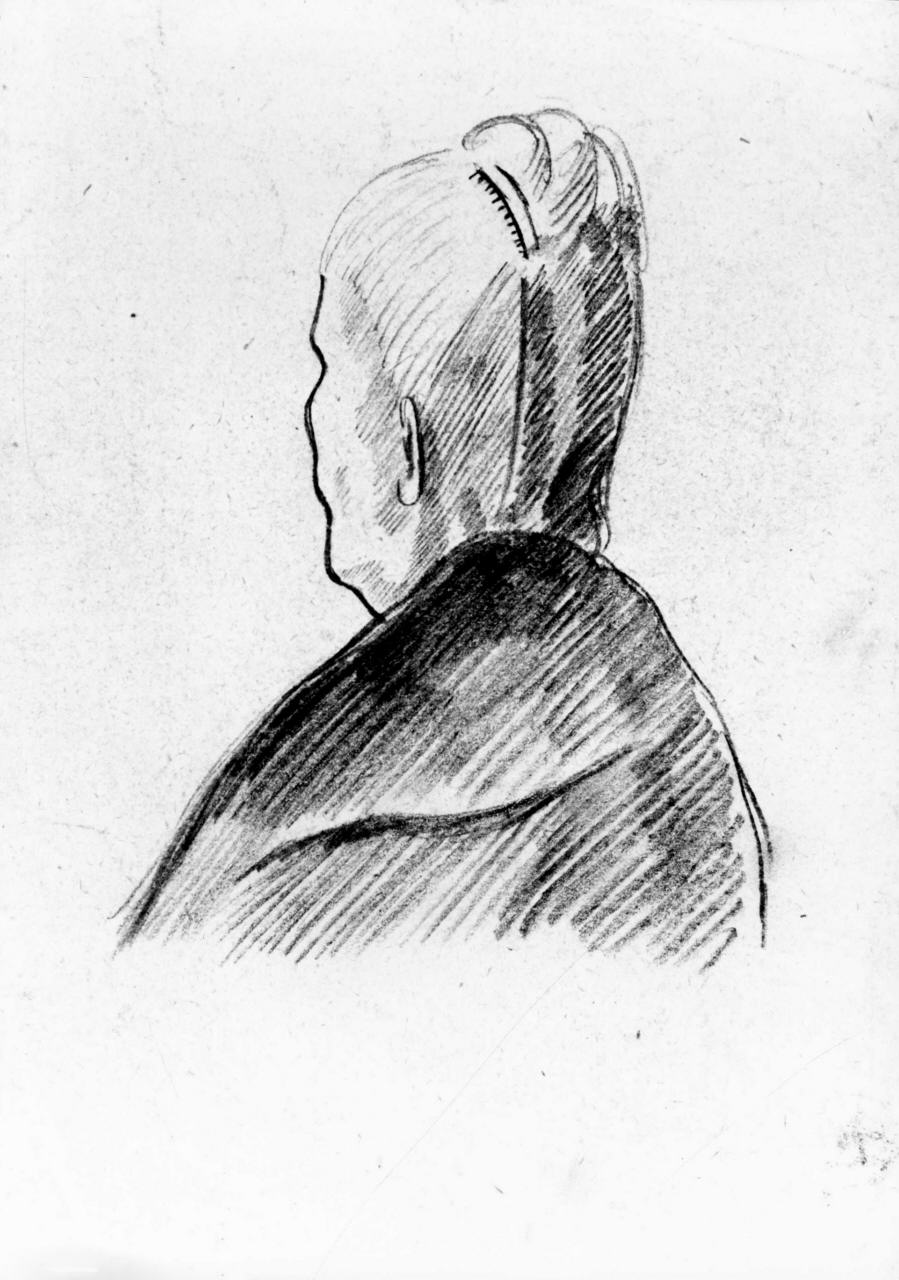 ritratto di Linda Battaglia Longhi (disegno) di Longhi Roberto (sec. XX)