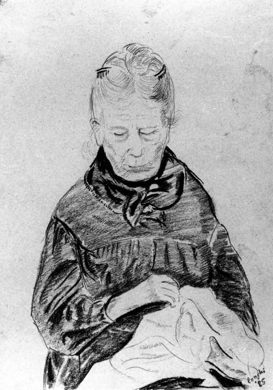 ritratto di Linda Battaglia Longhi (disegno) di Longhi Roberto (sec. XX)