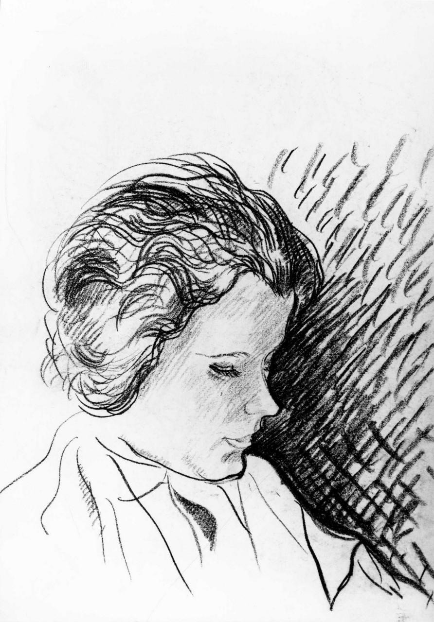 ritratto di Anna Banti (disegno) di Longhi Roberto (sec. XX)