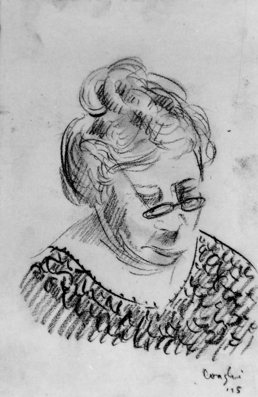 ritratto di Gemma Lopresti (disegno) di Longhi Roberto (sec. XX)