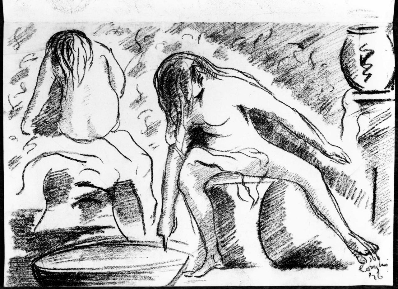 bagnanti (disegno) di Longhi Roberto (sec. XX)