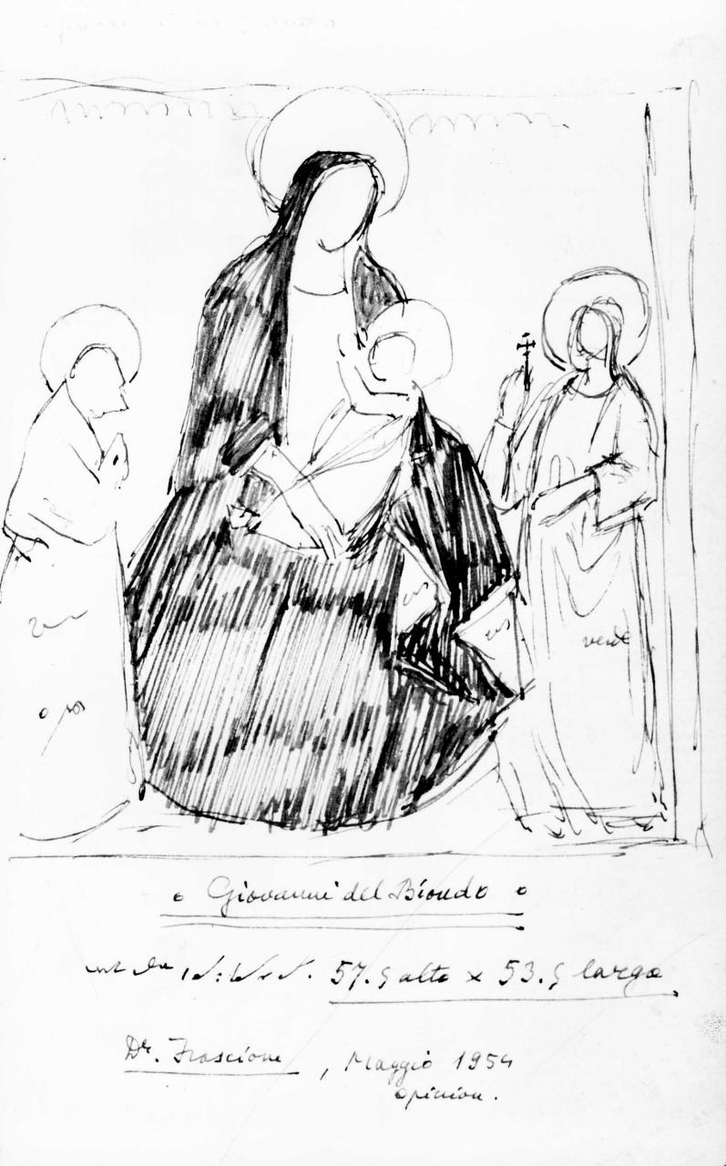 Madonna con Bambino e Santi (disegno) di Longhi Roberto (sec. XX)