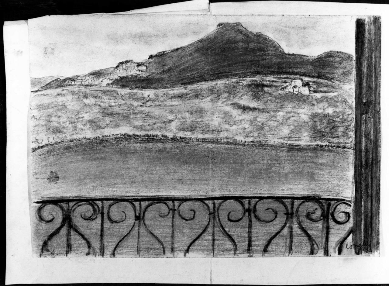 veduta del lago di Albano (disegno) di Longhi Roberto (sec. XX)