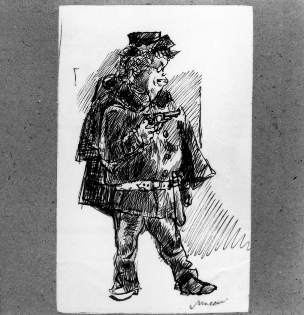 caricatura di Giovanni Papini (disegno) di Maccari Mino (sec. XX)