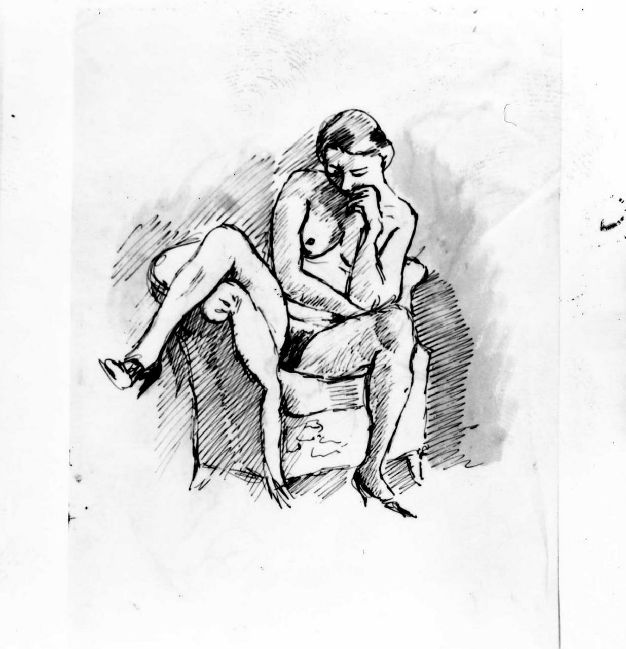 figura femminile nuda (disegno) di Maccari Mino (sec. XX)