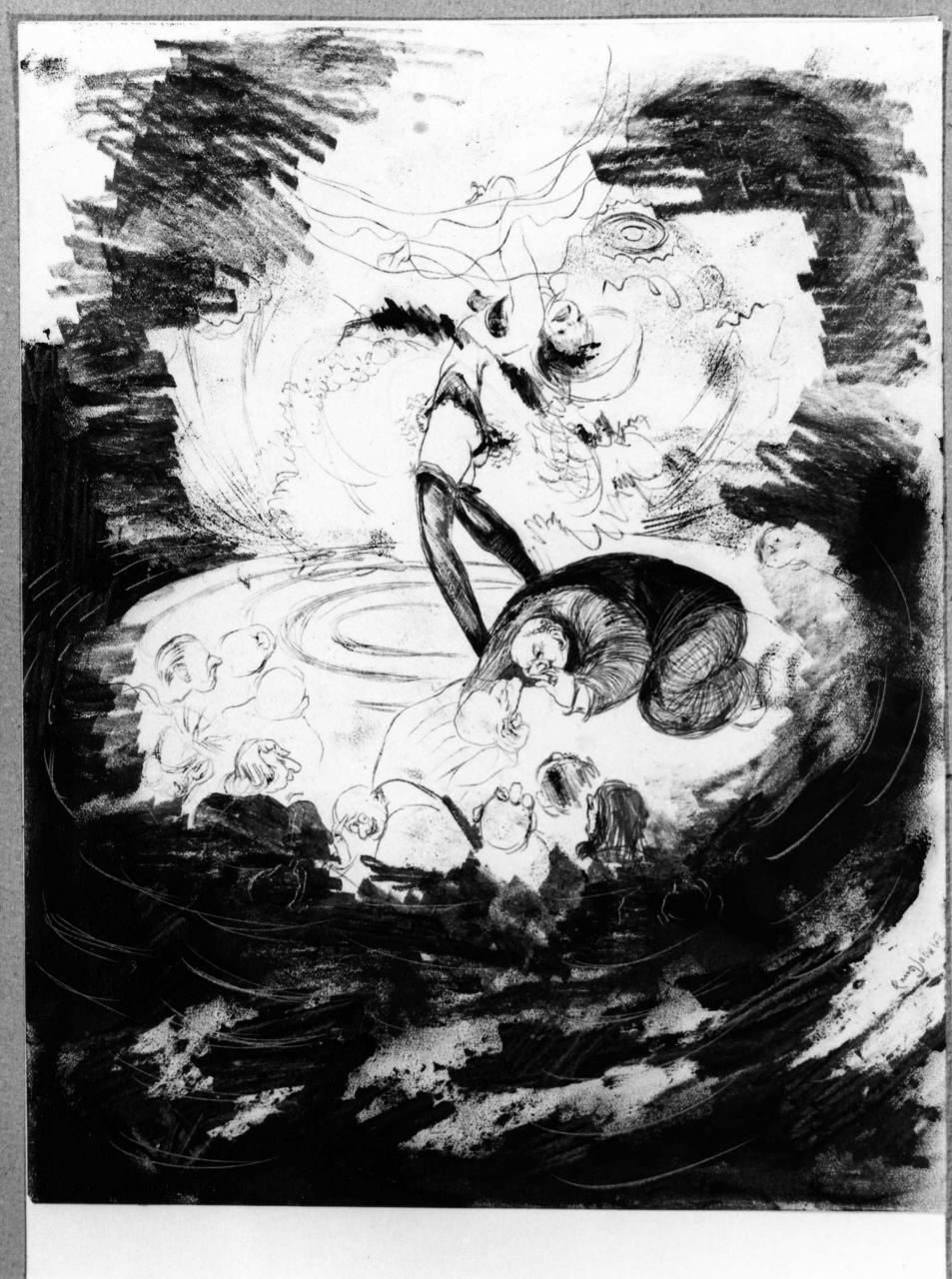 spettacolo teatrale (disegno) di Salvatore Anna (attribuito) (sec. XX)