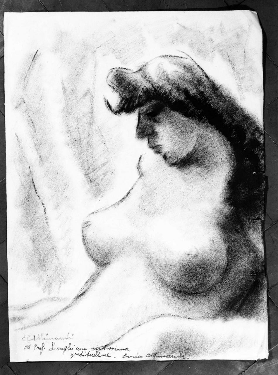 figura femminile nuda (disegno) di Allimandi Enrico (attribuito) (sec. XX)
