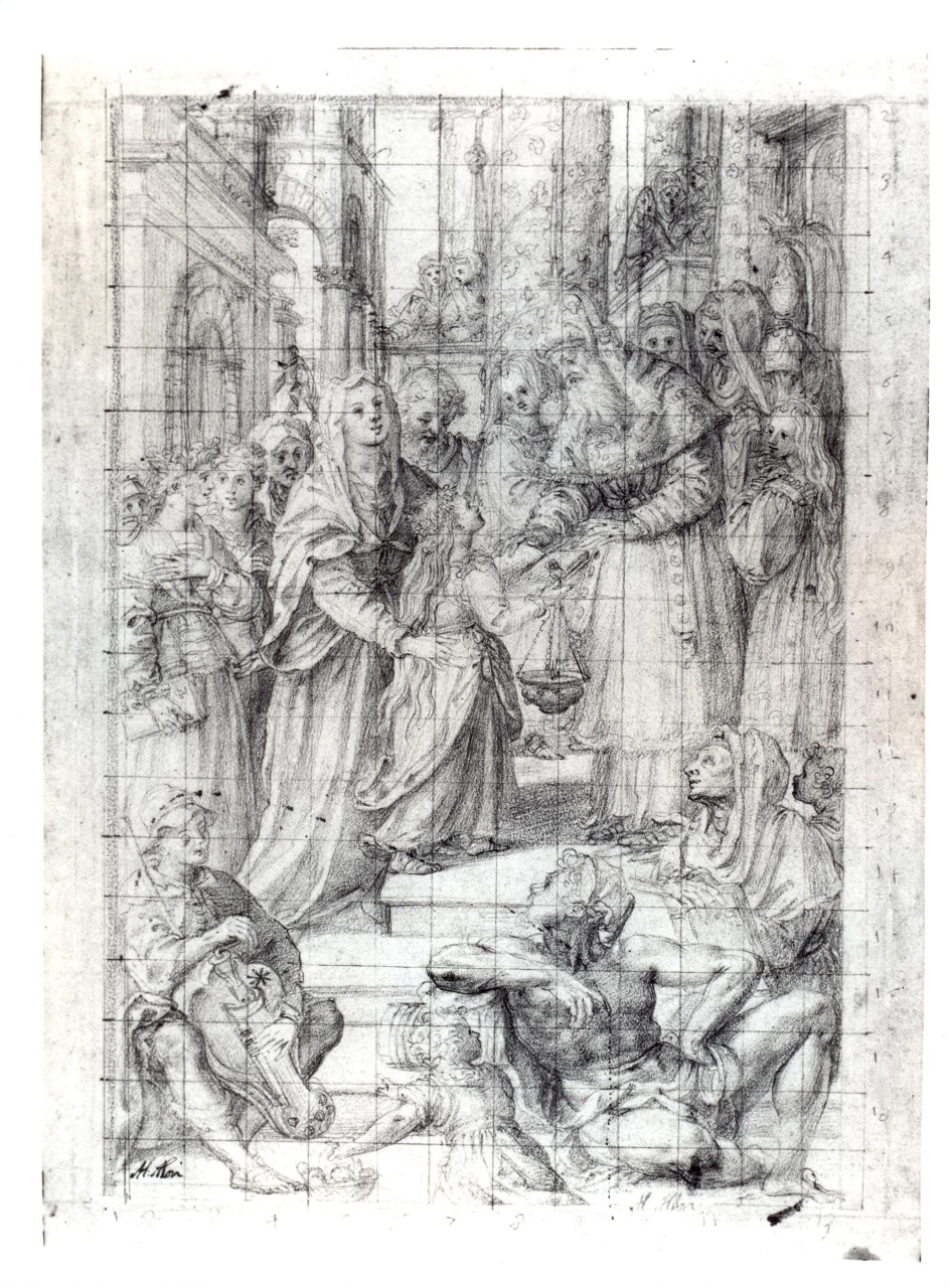 presentazione di Maria Vergine al tempio (disegno) di Allori Alessandro (sec. XVI)