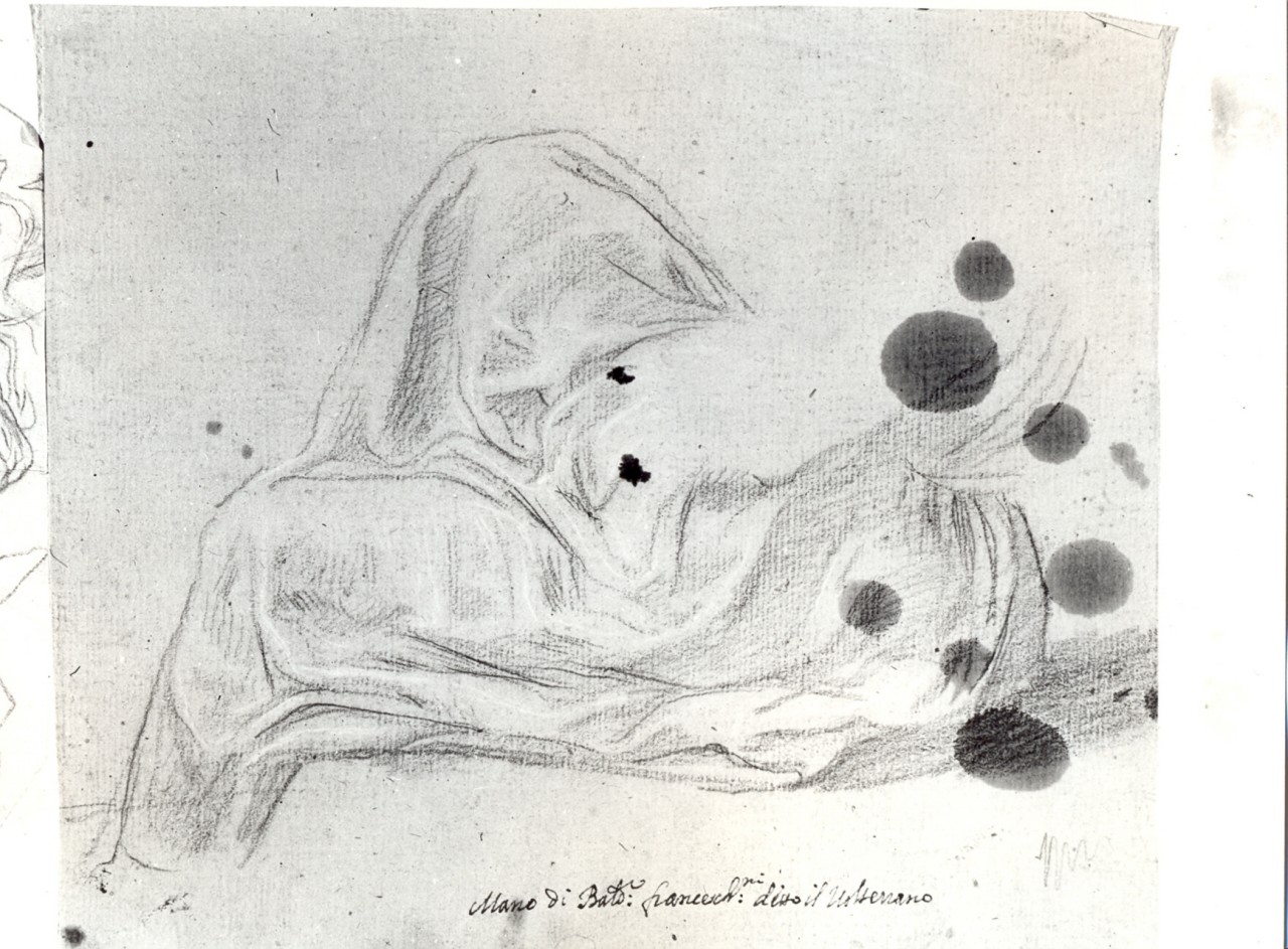 panneggio di gonna per una figura seduta (disegno) di Franceschini Baldassarre detto Volterrano (seconda metà sec. XVII)