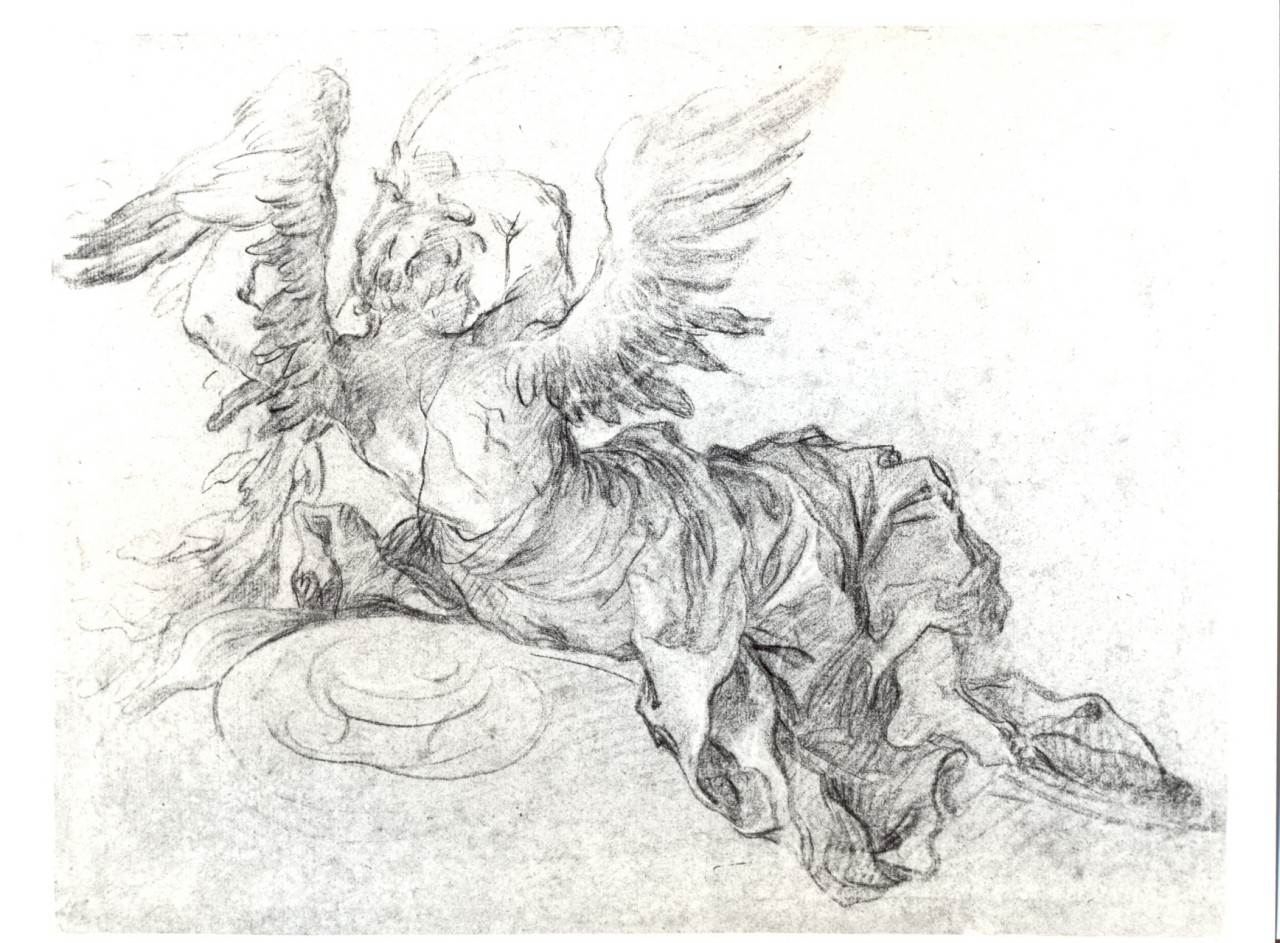 angelo semisdraiato di spalle (disegno) di Gherardini Alessandro (secc. XVII/ XVIII)