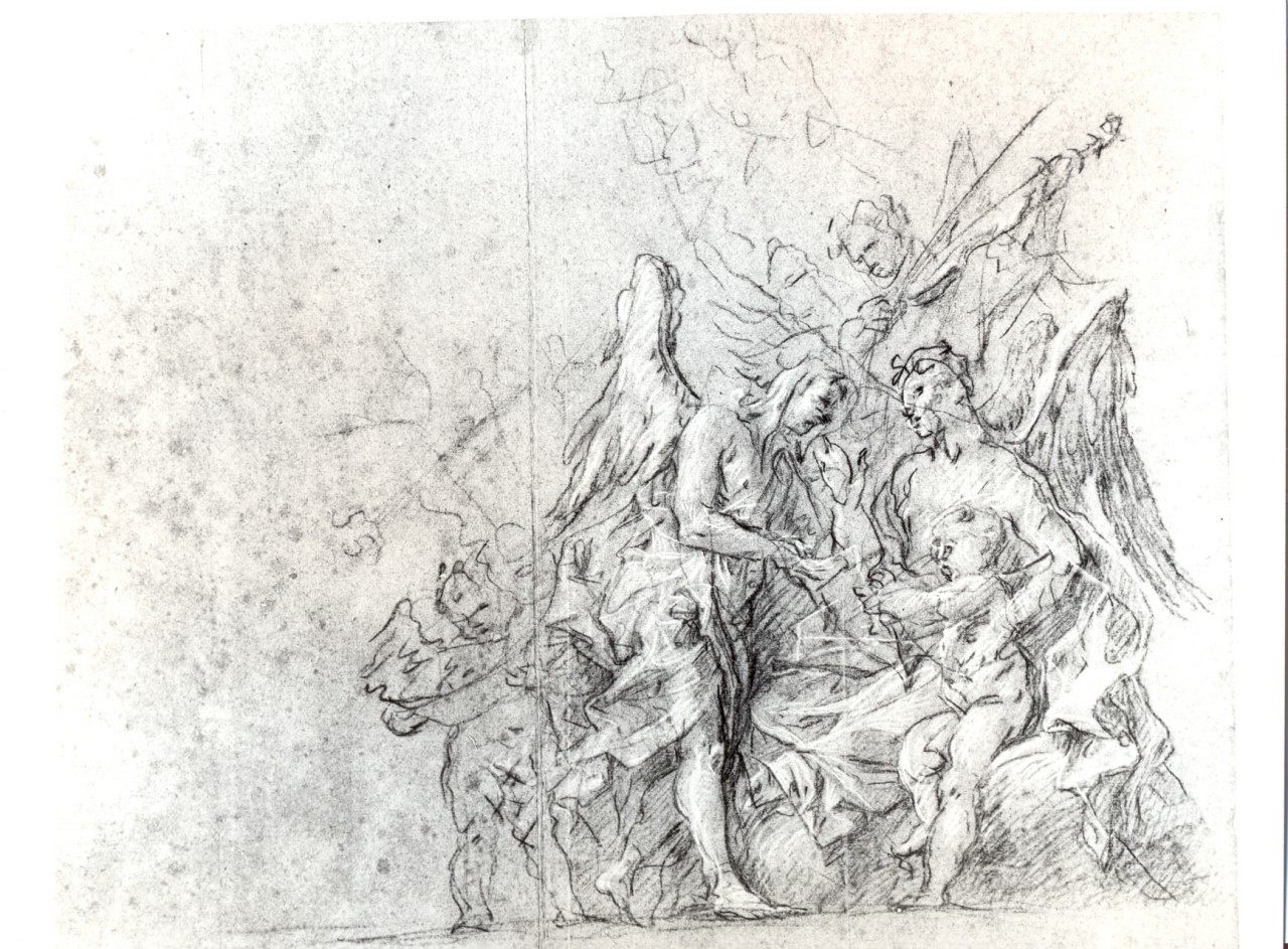 gruppo di angeli musicanti (disegno) di Gherardini Alessandro (secc. XVII/ XVIII)