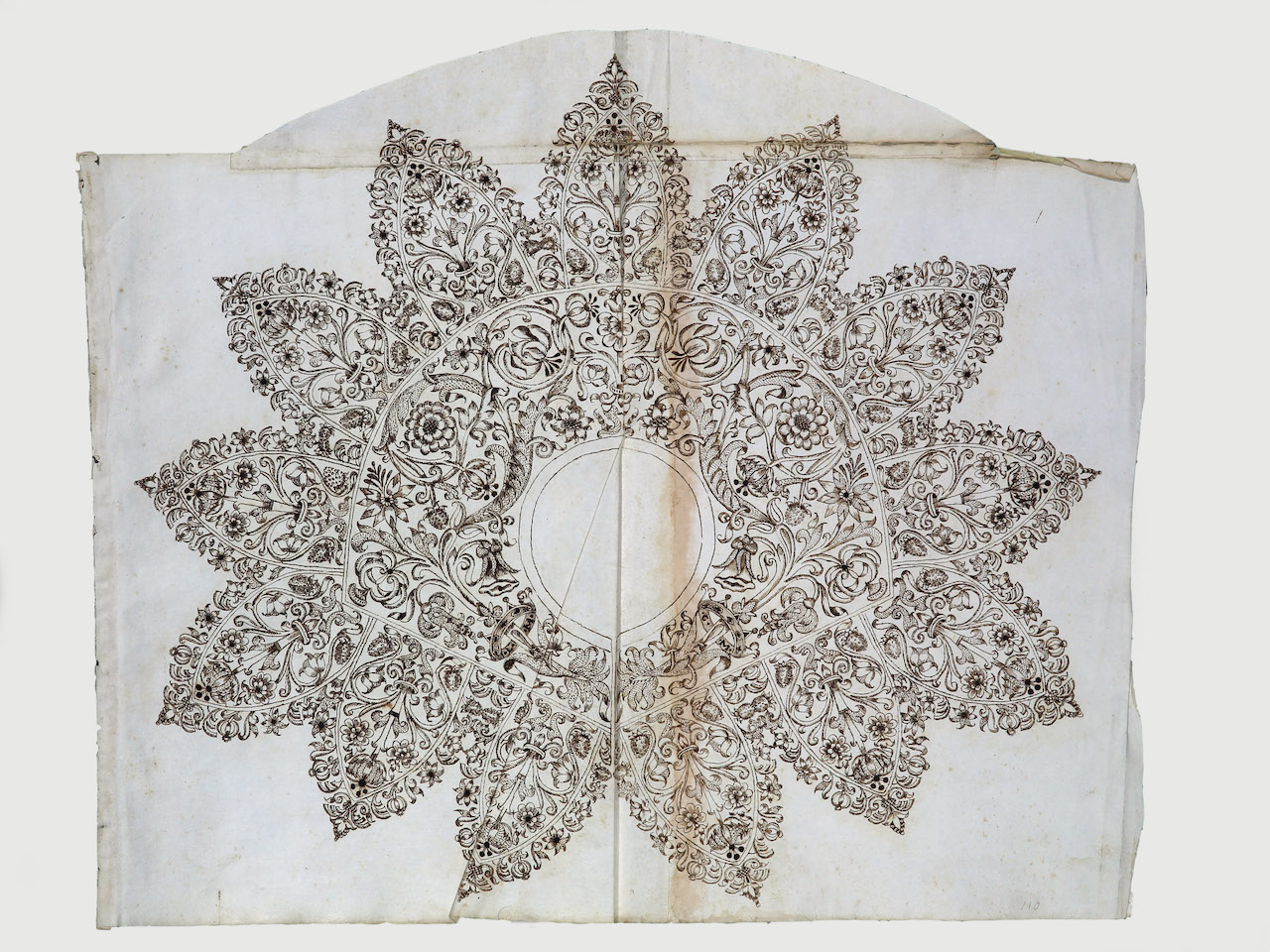 modello per merletto (disegno) di Samarco Giovanni Alfonso (attribuito) (sec. XVII)