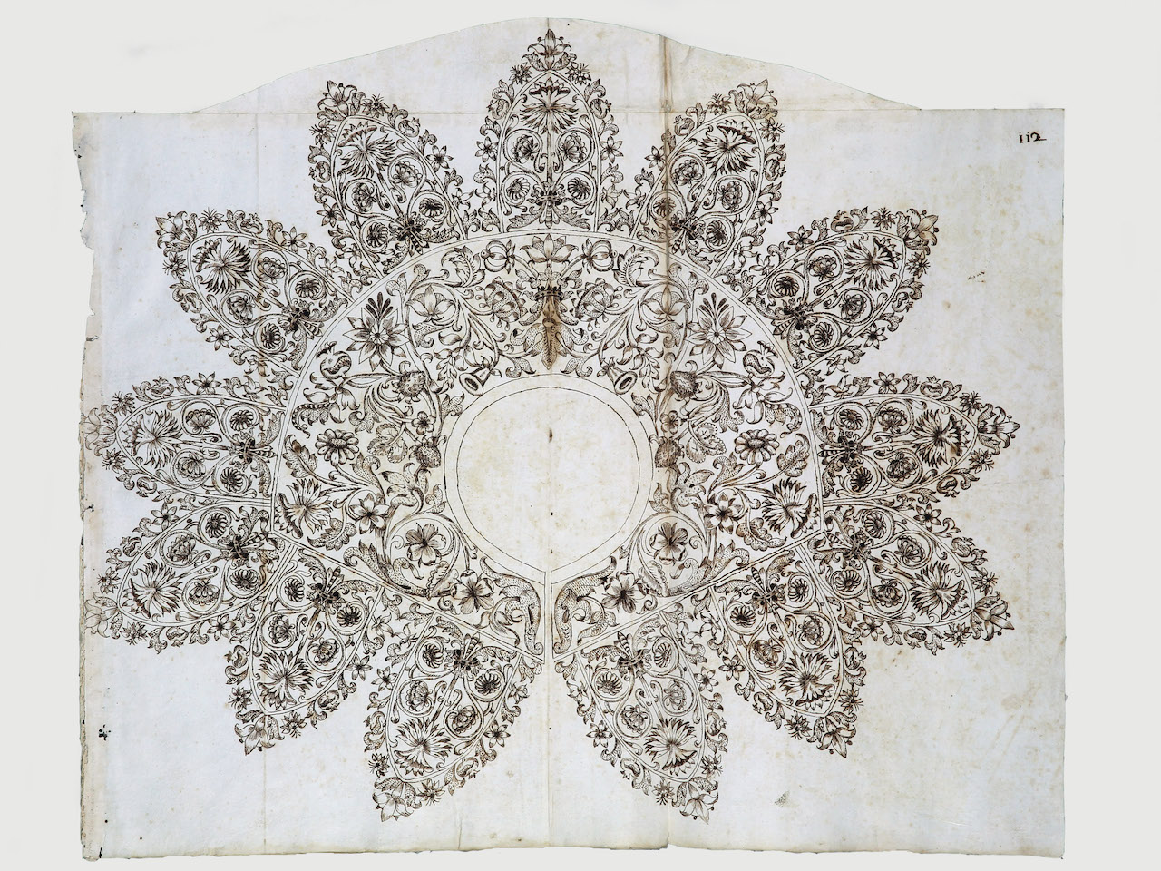 modello per merletto (disegno) di Samarco Giovanni Alfonso (attribuito) (sec. XVII)