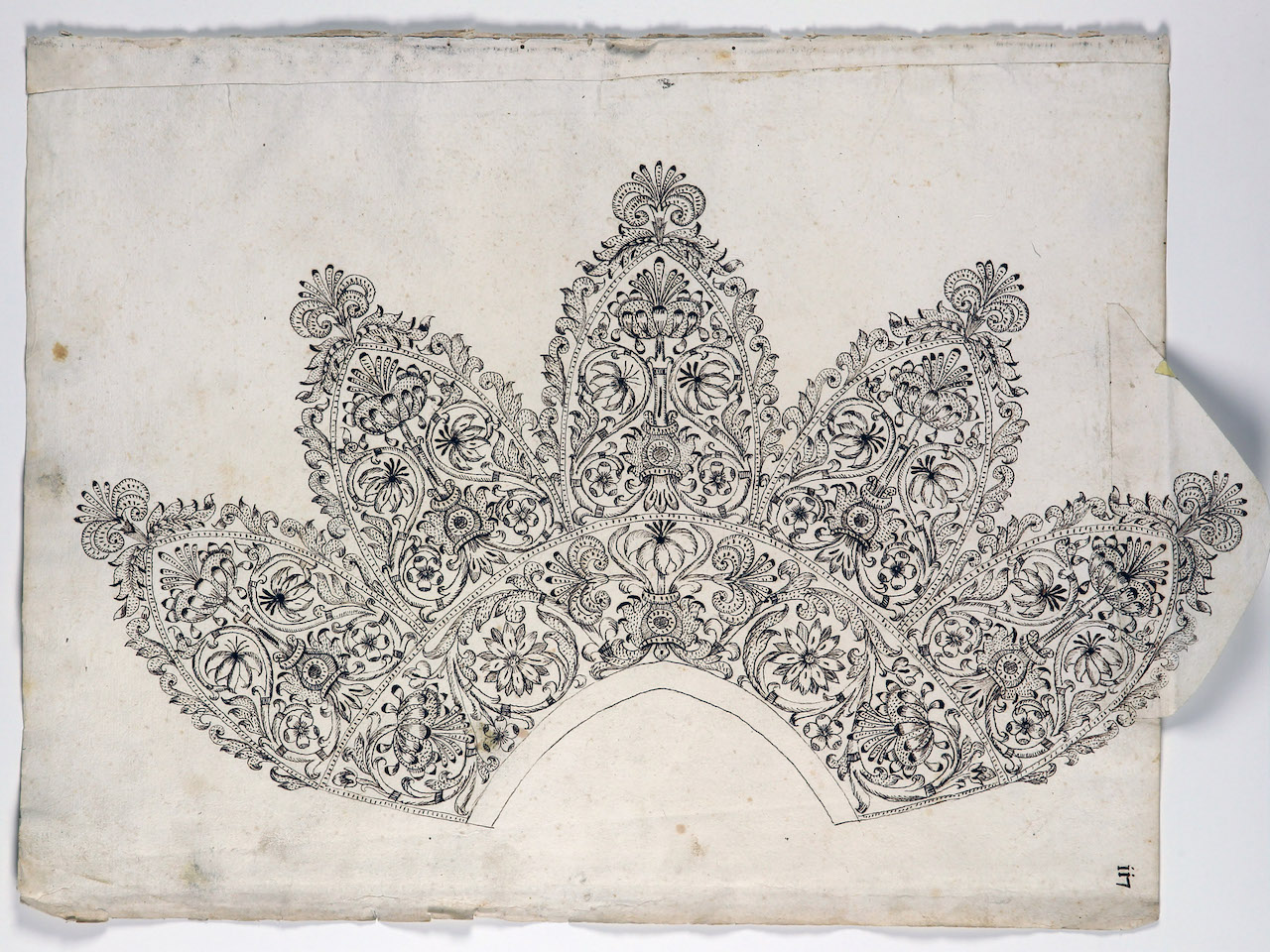 modello per merletto (disegno) di Samarco Giovanni Alfonso (attribuito) (sec. XVII)