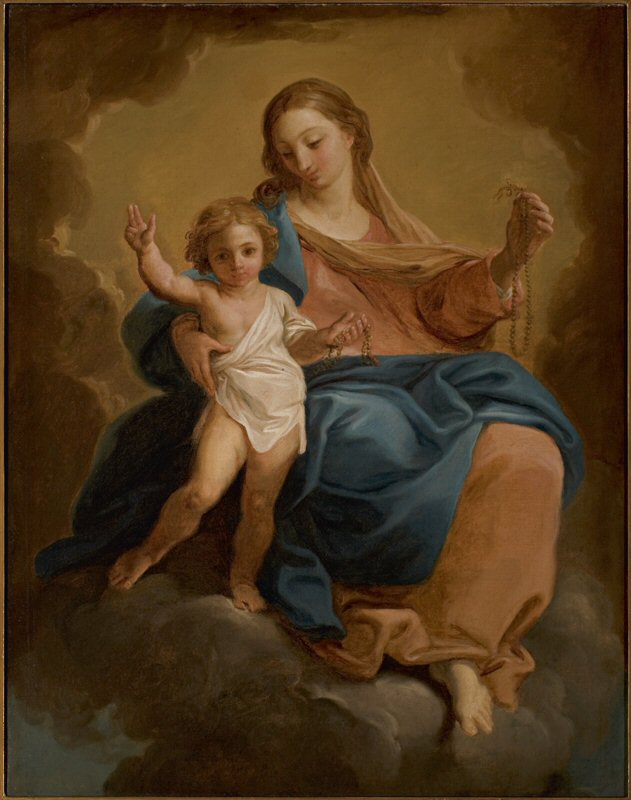 Madonna del Rosario con il Bambino benedicente sulle nubi (dipinto) di Gandolfi Gaetano (XVIII)