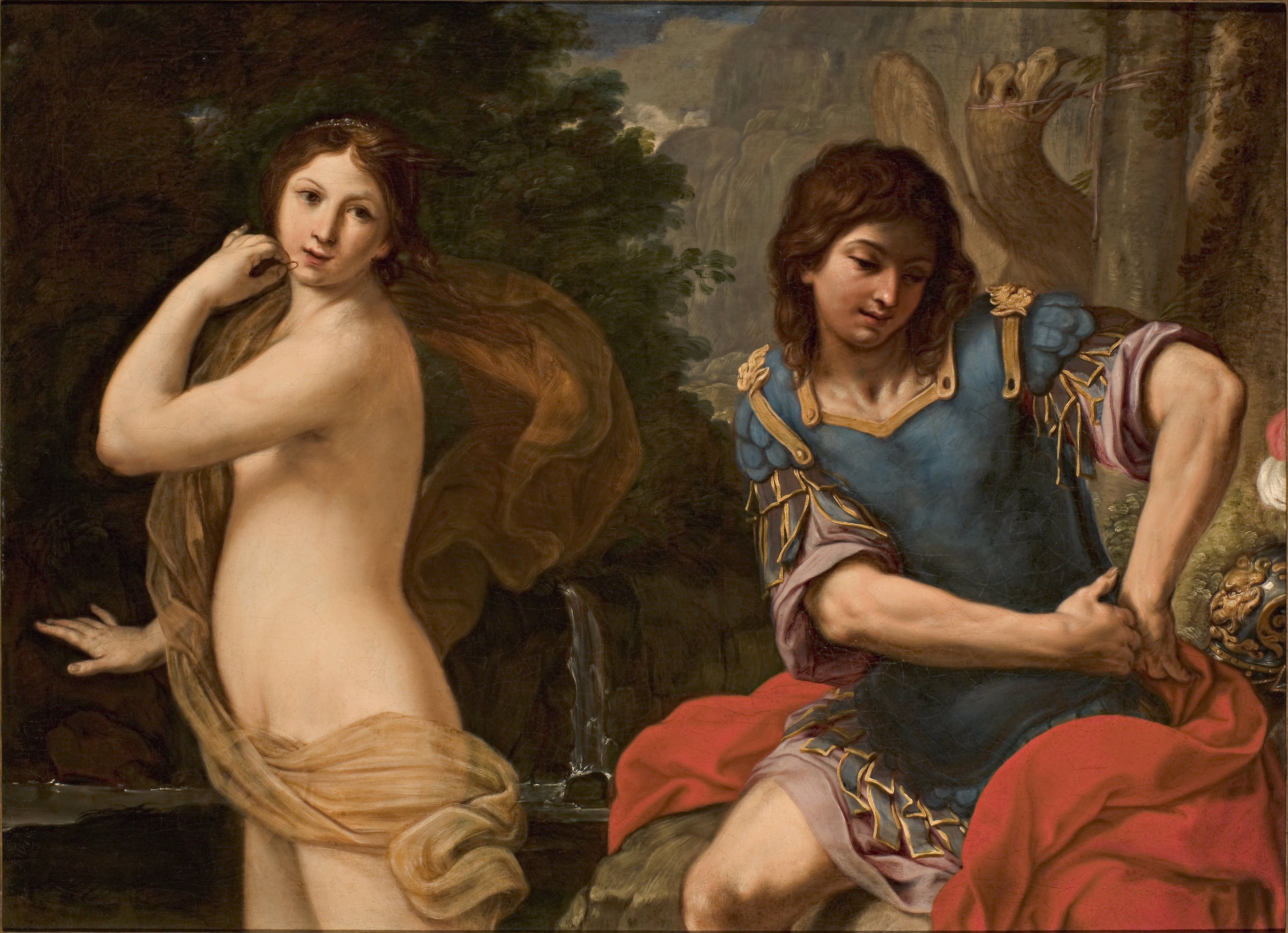 Angelica si sottrae a Ruggero con l'incantesimo dell'anello (dipinto) di Giovanni Andrea Sirani (metà XVII)