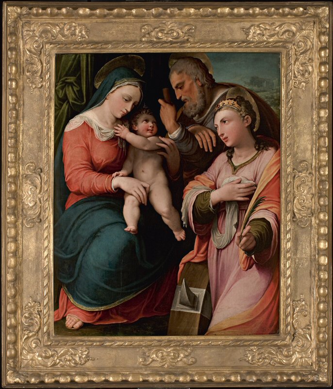 Sacra Famiglia con santa Caterina d'Alessandria (dipinto) di Ramenghi Bartolomeo detto Bagnacavallo (XVI)