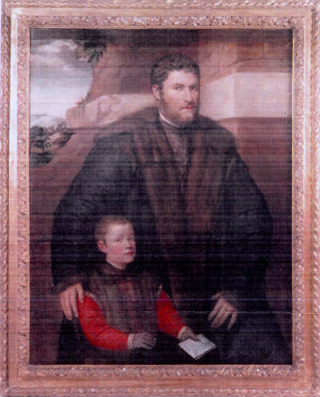 Ritratto di gentiluomo con figlioletto (dipinto) di Licinio Giulio (metà sec. XVI)