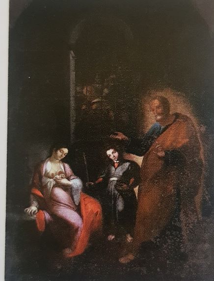 Sant'Agata in carcere visitata da san Pietro, Sant'Agata, san Pietro, un fanciullo al centro della scena che si sviluppa nel carcere, I carcerieri di Agata mutilata sullo sfondo (dipinto, opera isolata) di Daniele Monteleone (attribuito) - ambito siciliano (inizio XVII)