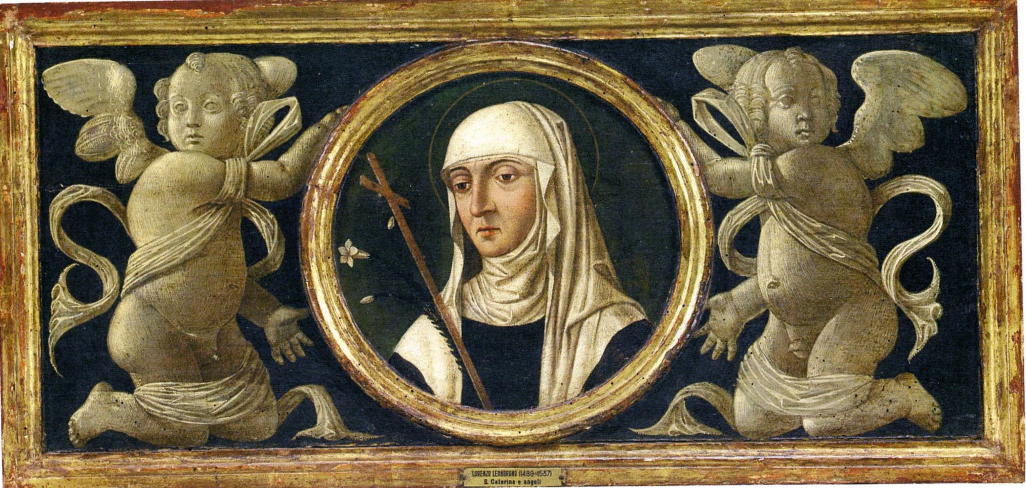 Santa Caterina e angeli (dipinto, frammento) di Mazzola Filippo (fine sec. XV)
