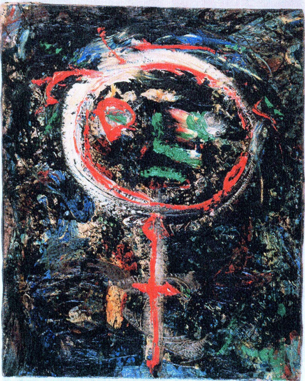 Semaforo animato, figura antropomorfa (dipinto) di Baj Enrico (metà sec. XX)