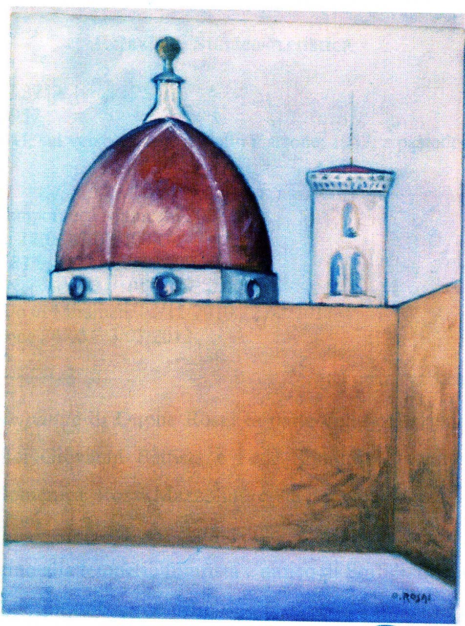 Cupolone con campanile (dipinto) di Rosai Ottone (metà sec. XX)