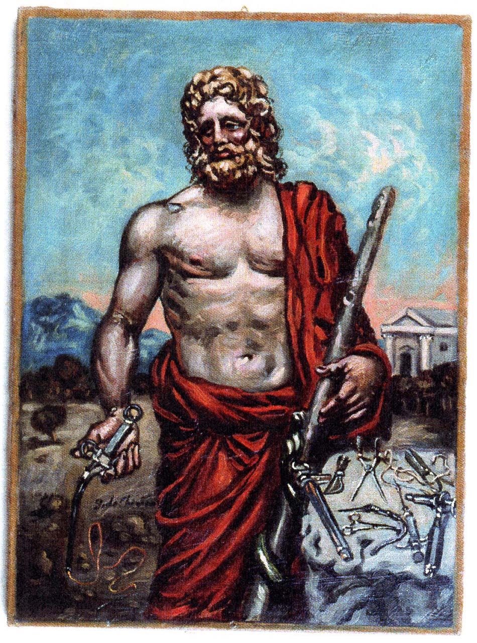 Esculapio proctologo (dipinto) di De Chirico Giorgio (metà sec. XX)