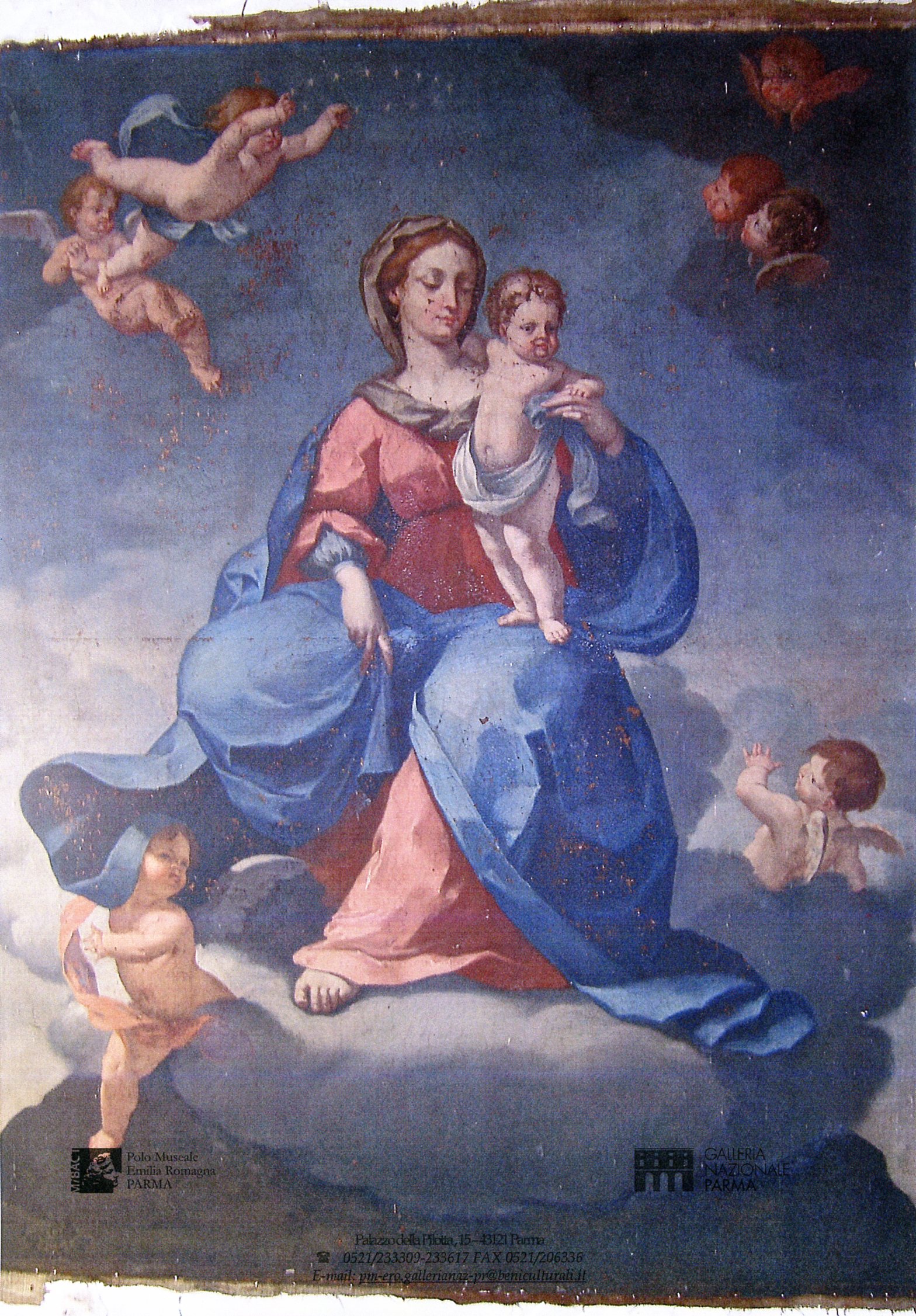 Madonna della Neve, Madonna con Bambino in gloria e angeli (dipinto) - ambito emiliano (primo quarto sec. XVIII)