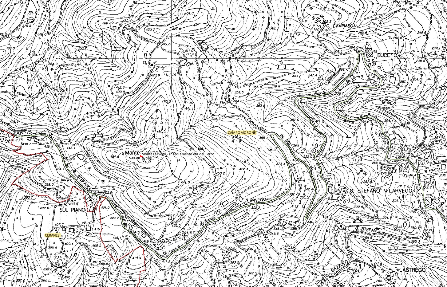 Monte Larvego (insediamento, tracce di insediamento) - Campomorone (GE)  (PERIODIZZAZIONI/ PROTOSTORIA/ Età del Ferro)
