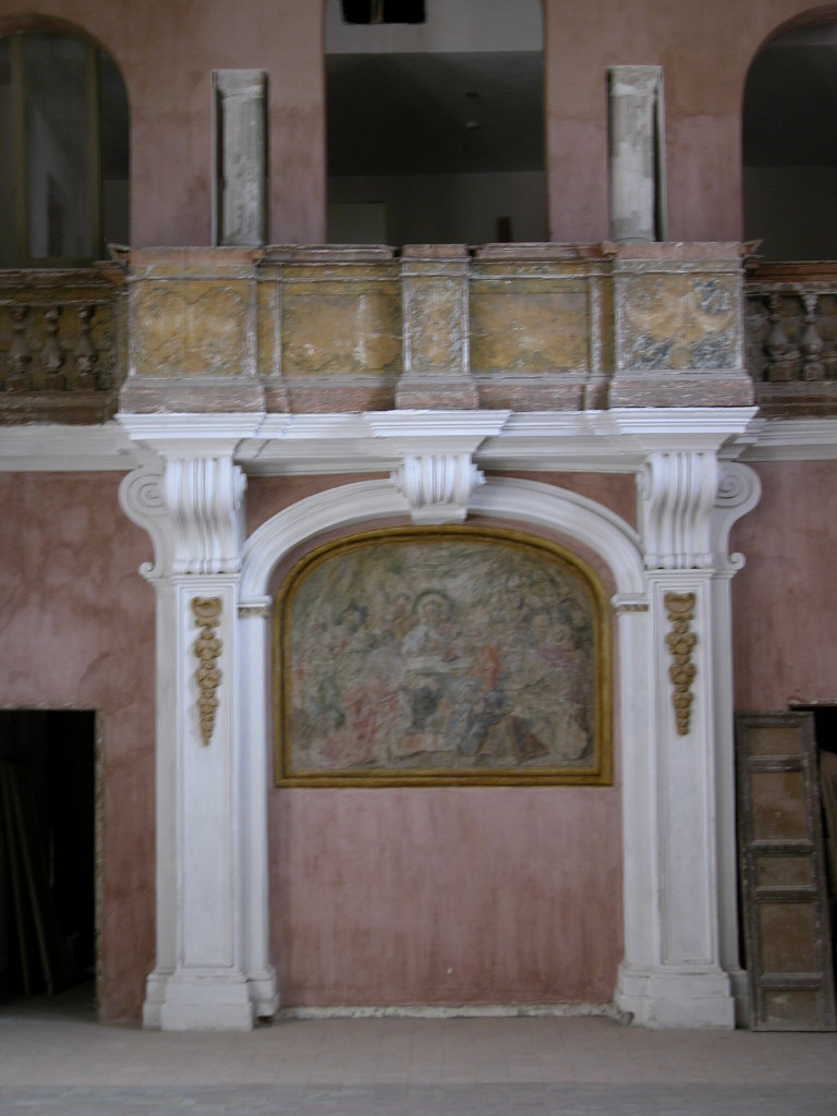 motivo decorativo a finto marmo e vegetali (cantoria) - ambito siciliano (XVIII)