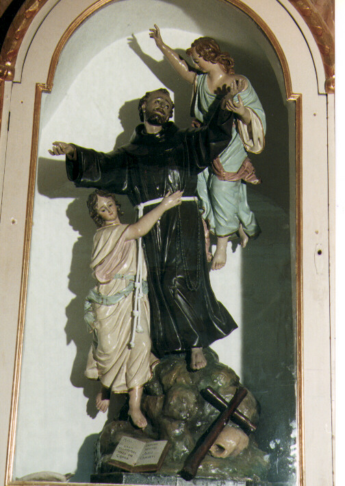 San Francesco d'Assisi sostenuto da due angeli dopo aver ricevuto le stimate (gruppo scultoreo) - ambito pugliese (sec. XIX)