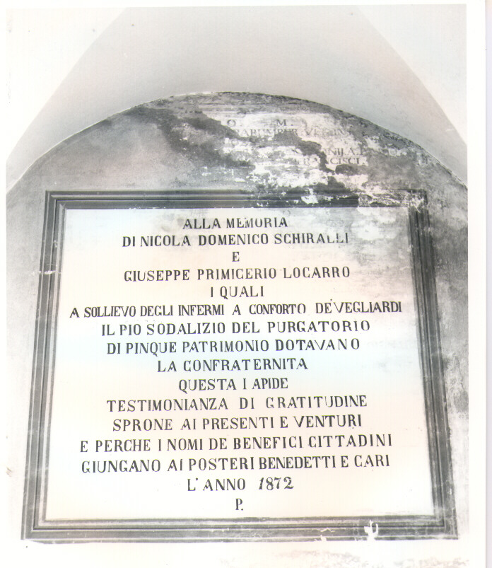 lapide documentaria - ambito Italia meridionale (sec. XIX)