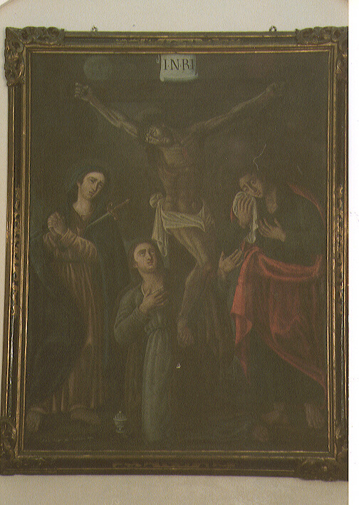 Crocifissione di Cristo con la Madonna e Santa Maria Maddalena (dipinto) di Lapegna Michele (sec. XIX)