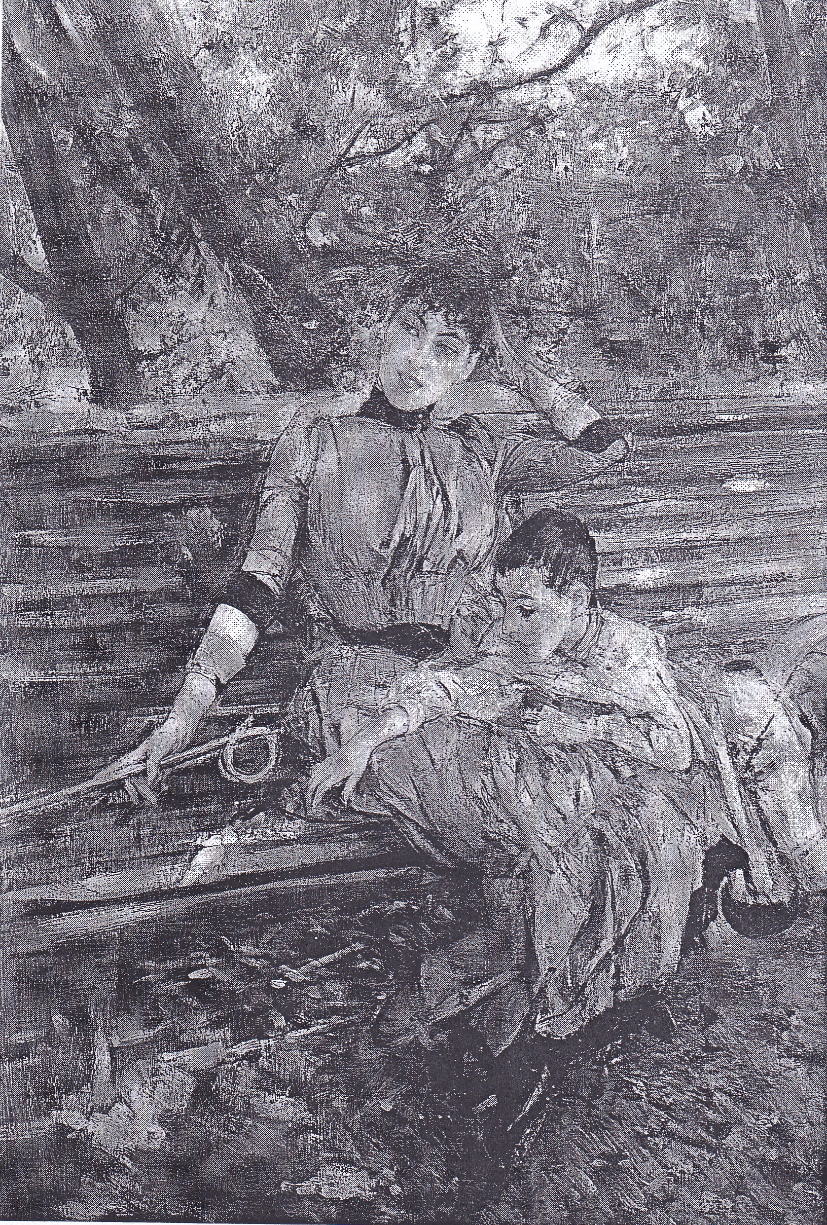 Alaide Banti e il fratello Ottavio (In giardino), Alaide Banti e il fratello Ottavio (in giardino) (dipinto) di Boldini Giovanni (XIX)