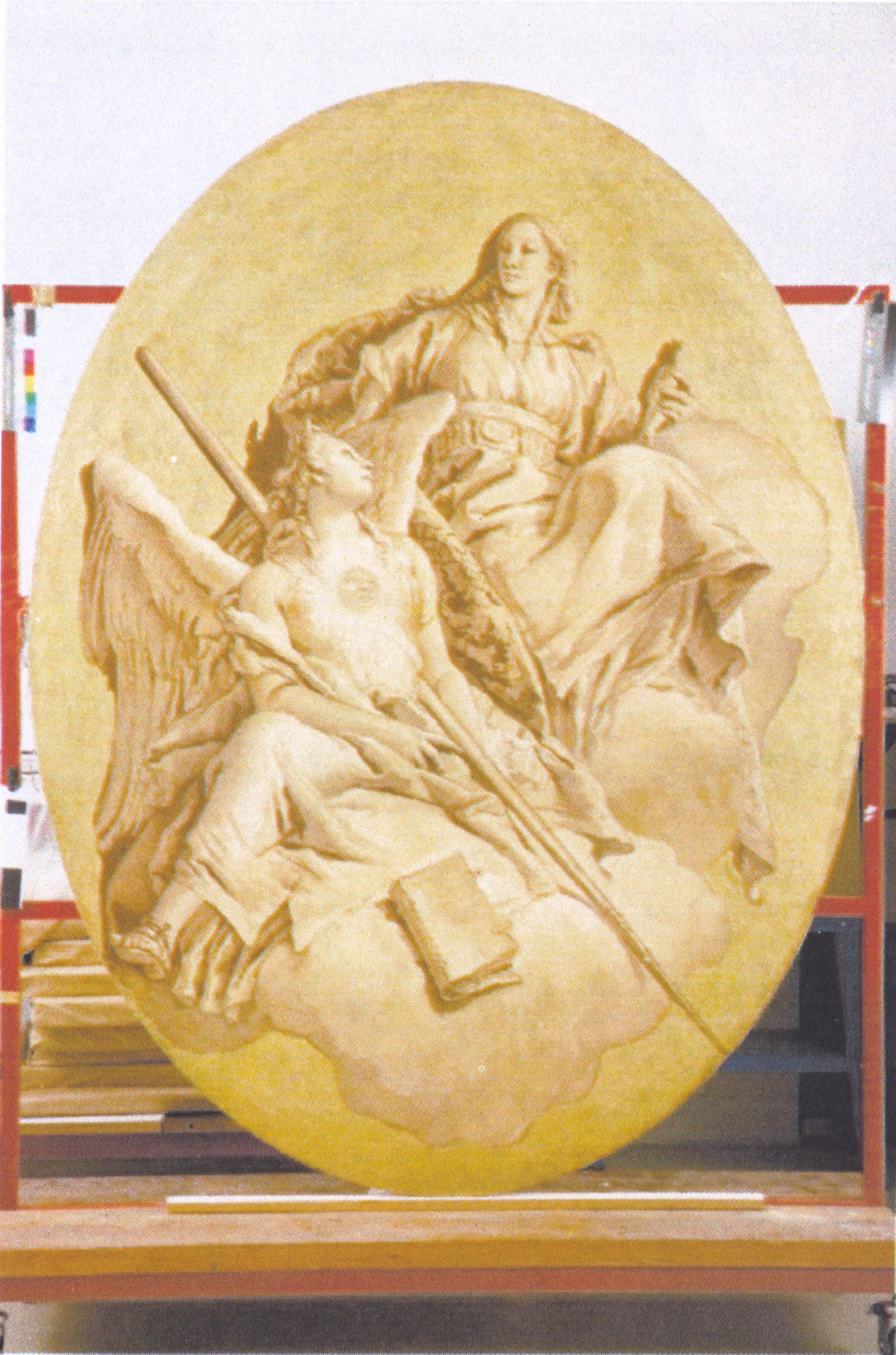 Merito e Prudenza, allegorie delle Virtù (sovrapporta) di Tiepolo Giovanni Battista, Tiepolo Gian Domenico (XVIII)