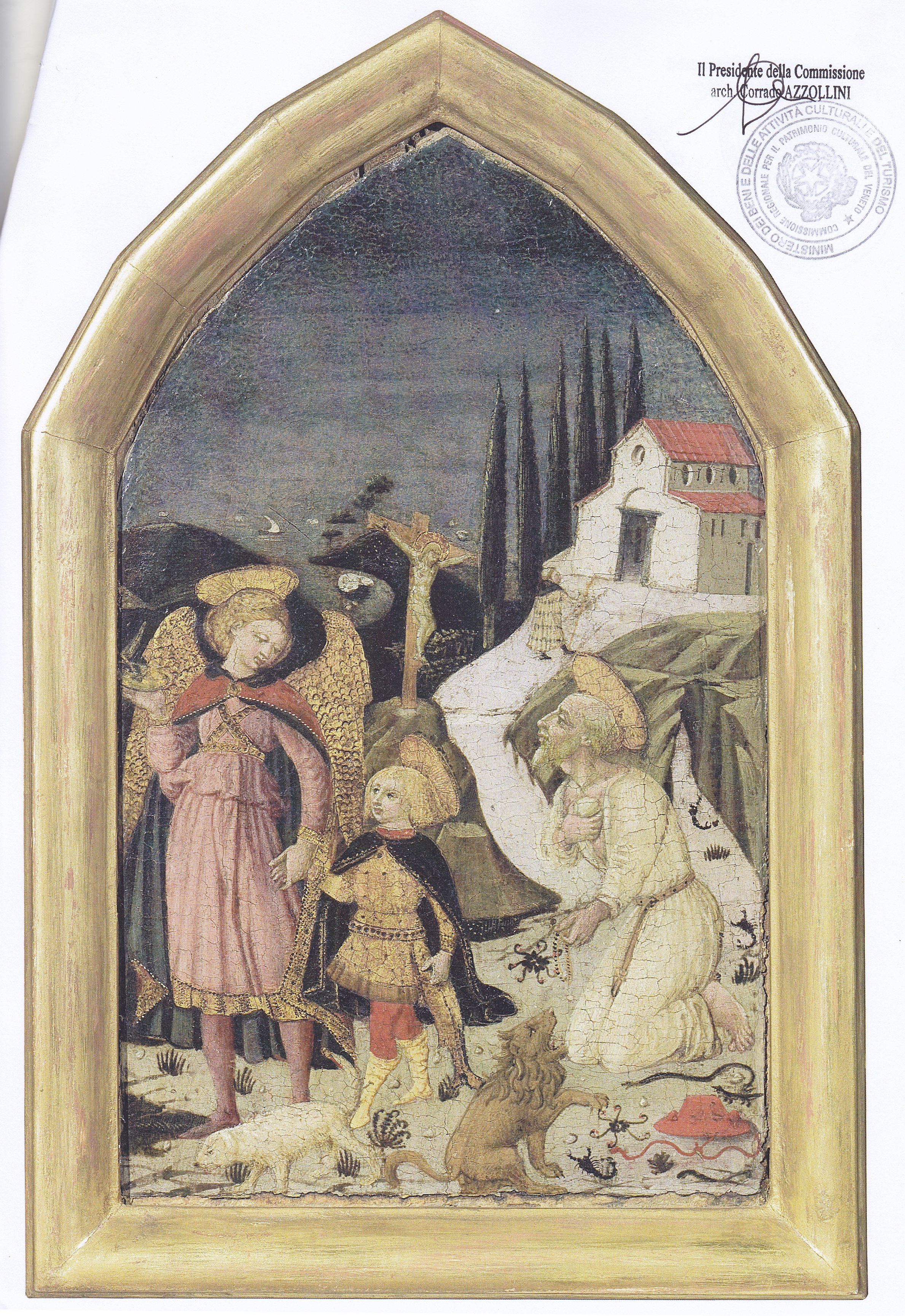 L'Arcangelo Raffaele con Tobiolo e San Girolamo, l'Arcangelo Raffaele con Tobiolo e San Girolamo (dipinto) di Apollonio di Giovanni (XV)