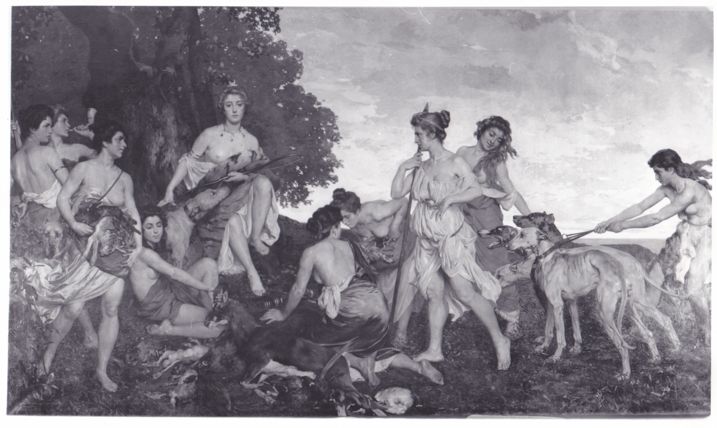 La caccia di Diana, scena mitologica (dipinto) di Viazzi Cesare (XX)