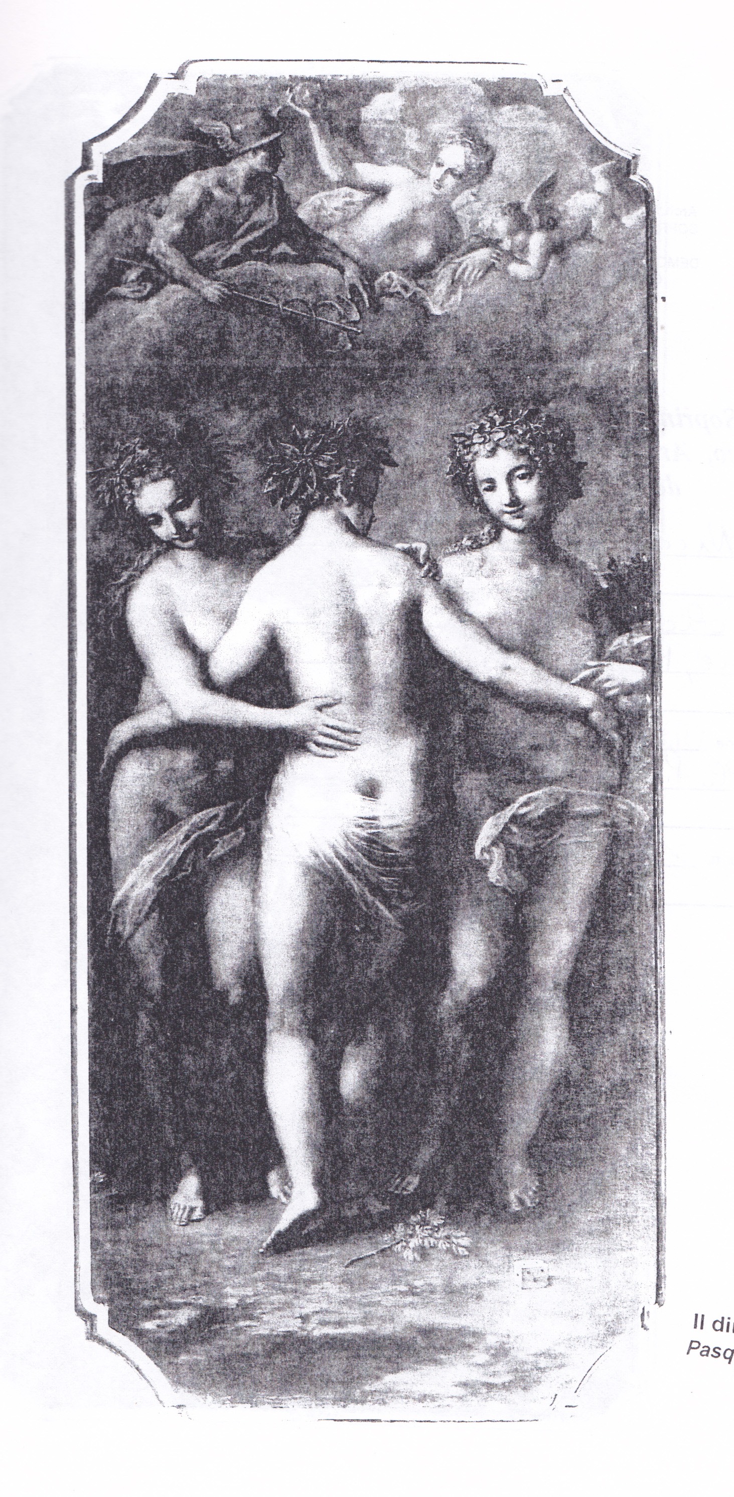 Coriolano persuaso dalla moglie Volumnia e dalla madre rinuncia a combattere contro Roma, Le Tre Grazie, Venere e Mercurio, scene mitologiche (dipinto) di Bambini Nicolo' (XVIII)
