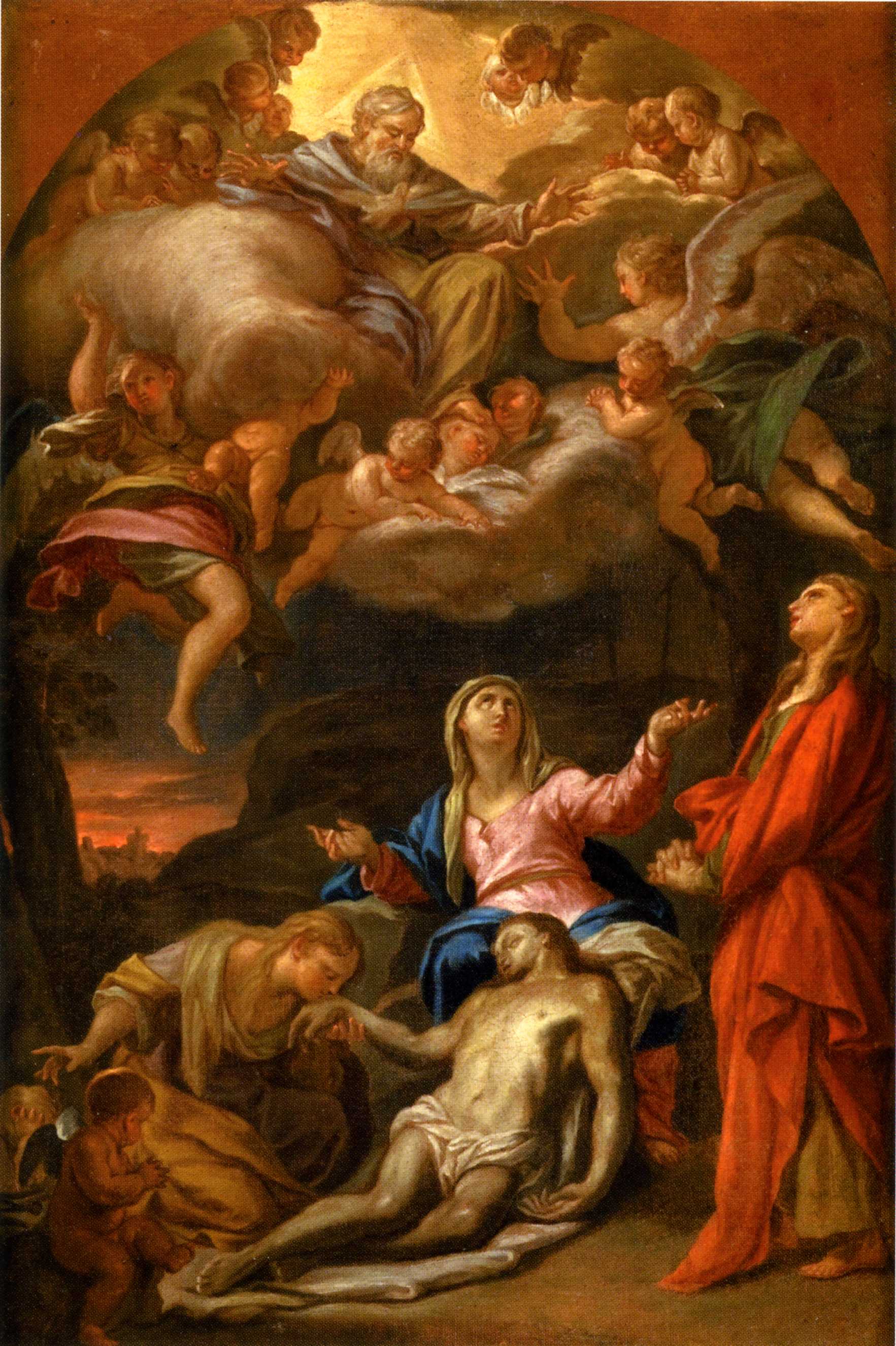deposizione di Cristo dalla croce (dipinto, opera isolata) di Trevisani Francesco (primo quarto XVIII)