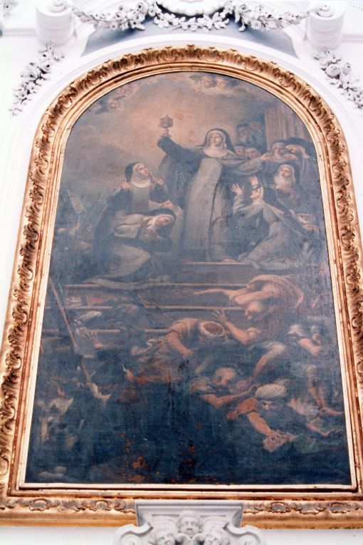 Santa Chiara respinge i saraceni con l'ostensorio (dipinto) di Fischetti Fedele (sec. XVIII)