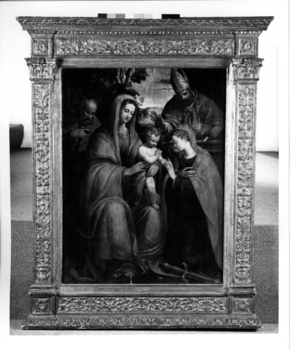 matrimonio mistico di Santa Caterina d'Alessandria (dipinto) di Pupini Biagio detto Biagio dalla Lame (attribuito) (sec. XVI)